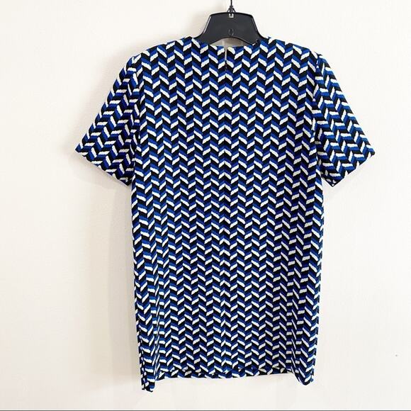Zara Blue Geometric Plaid Shift Dress Size S Minimalist Retro Mod Print Chic - Picture 6 of 10